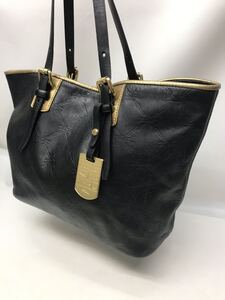 【レア】LONGCHAMP ロンシャン　トートバッグ レザー 黒　ゴールドカラー　ワンショルダー　レザー A4収納可能