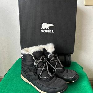 SOREL ソレル　ブーツ 黒　スノーブーツ　23cm ユースウィットニーショートレース　 ブラック　kids