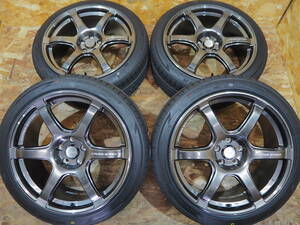 ★新作★225/40R18 8.5J+45 5H100 新品 クロススピードRS6 軽量6本スポーク 人気ガンメタ 1台分 COROLLASPORT CELICA PRIUS 86 BRZ IMPREZA