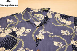 TommyBahama トミーバハマ 高級 シルク 100% 開襟 オープンカラー ココナッツボタン 半袖 アロハシャツ XL 夏 (R0042602)