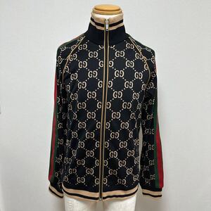 【未使用に近い 試着のみ】GUCCI グッチ 現行品 GGコットン ジャージー ジャケット size S ブラック＆キャメル