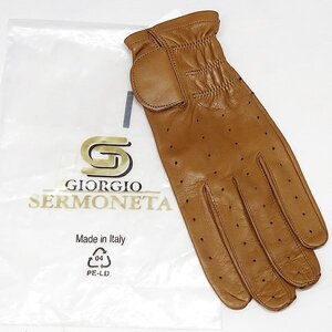 DKG★送料無料 SG69★ 未使用 SERMONETA セルモネータ グローブス イタリア製 男女兼用 片手 ゴルフ手袋 レザー ゴルフグローブ ブラウン 7