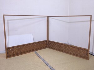 ★杉アジロの市松模様【風炉先屏風　紙箱入り】セール！　幅92.7cmが二面　高さ73cm　茶道具 家具 茶器