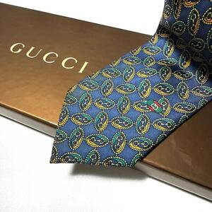 美品 GUCCI ネクタイ シルク100% ブルー 2410-481