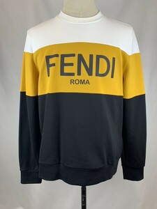 ◆極美品◆FENDI フェンディ ロゴトレーナー L バイカラー トップス スウェット 正規品 92