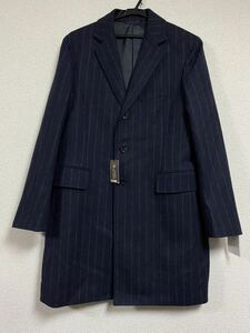 【即納】 SARTORIA DEL GROSSO サルトリアデルグロッソ ウールチェスターコート ロングコート ビジネス ネイビー ストライプ M