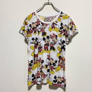 アメリカ古着　Disney　ディズニー　ミッキーマウス　ミニーマウス　半袖Ｔシャツ　総柄　【D87】