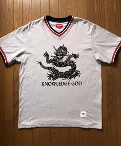 【貴重 名作】SUPREME シュプリーム KNOWLEDGE GOD 中華 中国 皇帝 五本爪 ドラゴン トリコロール アメフト ホッケー Tシャツ ビンテージ