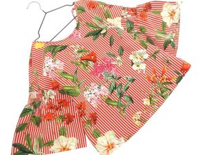 ZARA basic ザラ ベーシック 花柄 フレアスリーブ ブラウス シャツ sizeXS/赤 ■◆ ☆ ega8 レディース