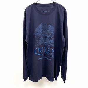 クイーン 公式グッズ QUEEN OFFICIAL MERCH 映画 音楽 Tシャツ 『BOHEMIAN RHAPSODY』 ボヘミアンラプソディー 長袖 綿100% XL 紺 メンズ