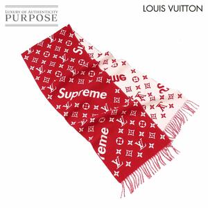 未使用 展示品 ルイ ヴィトン LOUIS VUITTON シュプリーム マフラー ストール ウール カシミヤ レッド MP1890 Winter Scarf 90128778