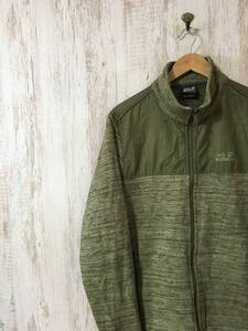 V535☆【切り替えフリースジャケット】JackWolfskin ジャックウルフスキン カーキ XL