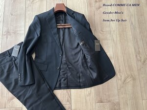 新品サンプル コムサメン COMME CA MEN 日本製 秋冬 ブラック無地 ギャバジン 2B スーツ 3XL～4XLサイズ 99GR51 定価93,500円