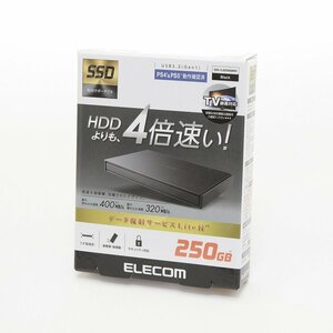 ▽466551 未使用 ELECOM 外付けポータブルSSD 250GB ブラック ESD-EJ0250GBKR エレコム