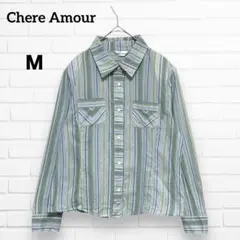 Chere Amour ストライプ 長袖シャツ コットン 薄手 Ｍ