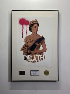 DEATH NYC 額付き 世界限定100枚 アートポスターエリザベス女王 クィーン QUEEN ENGLANDイギリス 王冠 CROWN 現代アート