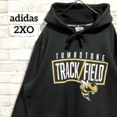 adidas アディダス パーカー 4L 黒 メンズ US古着