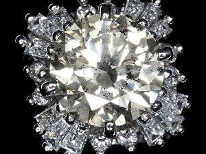 VML14207SS【1円～】新品【RK宝石】《Diamond》天然ダイヤモンド 特大3.303ct 極上脇石ダイヤモンド 総計0.72ct Pt900 超高級リング ダイヤ