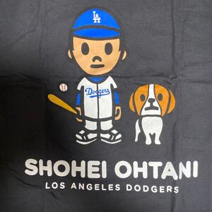 ◆入手困難 ベイプ風　大谷翔平　デコピン　ロサンゼルス・ドジャース メジャーリーグベースボール MLB Tシャツ 黒　XL 日本未発売