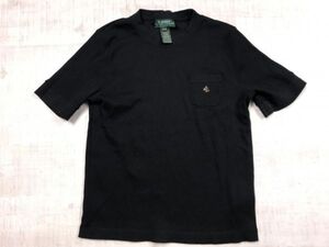 ラルフローレン Lauren Ralph Lauren アメカジ ストリート レトロ モード 古着 リブ編み 半袖Tシャツ レディース コットン100% S 黒