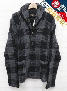 8T6739/未使用品 RRL CHECK SHAWL COLLAR CARDIGAN チェックショールカラーニットカーディガン