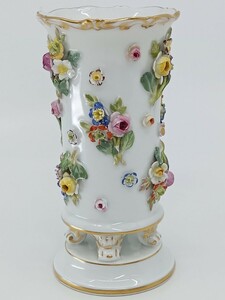 【希少品】Meissen マイセン　19世紀　アンティークフラワーベース　華装金彩花瓶　小型　美品