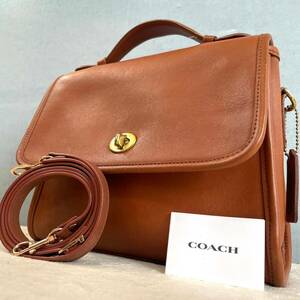 美品 オールドコーチ coach 2way レジナバッグ ショルダー ハンド ボディ ターンロック オールレザー ブラウン 斜め掛け USA製 ビジネス