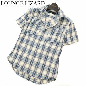 LOUNGE LIZARD ラウンジリザード 春夏 半袖 チェック★ ワーク シャツ Sz.1　メンズ 日本製　C3T03654_4#A