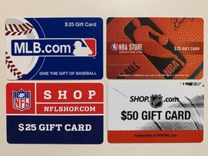 アメリカUSA★4大プロスポーツリーグ MLB NFL NBA NHL★カード4枚★送料無料