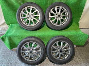 BALMINUM 14インチ 4.5J +45 PCD100 4H【155/65R14】BLIZZAK VRX 2017年製 6分山 冬 雪 スタッドレスタイヤ付4本セット！軽自動車