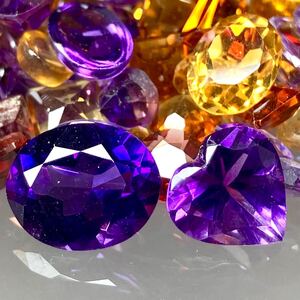 1円〜!!大量!!［天然アメジスト・シトリン・ガーネットおまとめ1000ct］d 約200g 裸石 宝石 amethyst citrine 黄水晶 w3 124