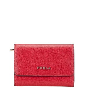 フルラ バビロン トリフォード 三つ折り財布 コンパクトウォレット レッド レザー レディース Furla 【中古】