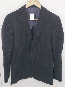◇ ABAHOUSE アバハウス ウール ストライプ 2B 長袖 テーラード ジャケット サイズ1 ブラック メンズ