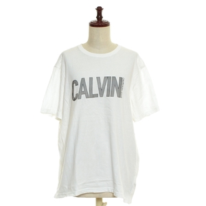 ■515868 Calvin Klein カルバンクライン ●Tシャツ ロゴプリントT サイズL レディース ホワイト