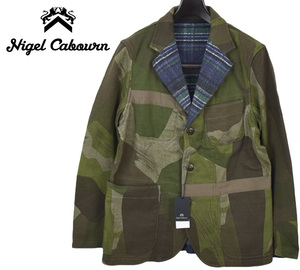 新品 Nigel Cabourn ナイジェルケーボン カモフラ/チェック リバーシブルジャケット 48 オリーブ×ネイビー 80350080009