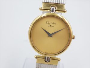 360125/①【1円スタート】Christian Dior ディオール 稼動品 3026 ゴールド文字盤 メンズ 時計 クオーツ ケース30mm