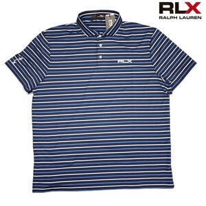 新品 RLX ラルフローレン 半袖ポロシャツ(US-XXL/日本-3XL相当)ネイビー ボーダー 吸湿発散＆ストレッチ ゴルフ最適 RALPH LAUREN/ja29