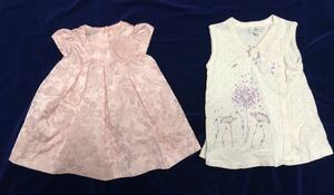 二点以上で送料無料！ 2A42 rocha little rocha ベビー服２枚セット　0-3MTHSサイズ 3-6MTHSサイズ 可愛いワンピース　タンクトップ