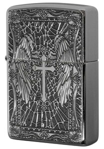 Zippo ジッポライター クロス Cross 十字架 グレー ＃200 メタルプレート 両面加工 ニッケルメッキ 2MPP-Cross GY メール便可