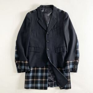 5i4 COMME des GARCONS HOMME PLUS コムデギャルソン オムプリュス AD2000 レイヤード風 チェック切替 テーラードジャケット コート S