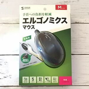 【ジャンク】 SANWA SUPPLY MA-ERG16 有線エルゴノミクスマウス サンワサプライ 腱鞘炎防止 ブルーLED 5ボタン 中型 5ボタン 人間工学形状