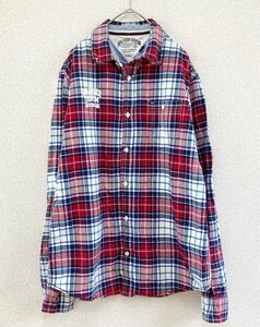 良品　TOMMY HILFIGER　トミーヒルフィガー　チェック柄　長袖　ボタンダウンシャツ　メンズ　Mサイズ　刺繍ロゴ　アメカジ　古着