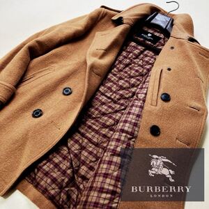 004 綺麗　極暖!!!【最高級羊毛メルトンウール】定価14万●BURBERRY BLACK LABEL CRESTBRIDGE●Pトレンチコート バーバリーコート メンズ L