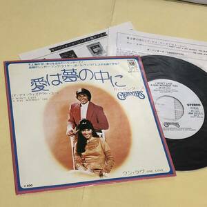 カーペンターズ ●愛は夢の中に、希少1976年再発盤 プロモ(見本盤,非売品)