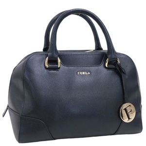 1円 ■ 新品同様 フルラ ハンドバッグ ブラック系 レザー お洒落 普段使い レディース FURLA ■E.Bmi.An-16