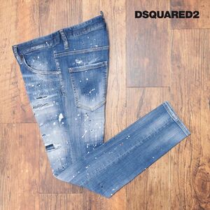 DSQUARED2/44サイズ/テーパード デニムパンツ S71LB1029 SKATER JEAN ダメージ パッチワーク クラッシュ ワイルド 新品/青/ブルー/id135b/