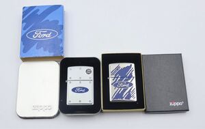 未使用保管品/火花OK/ジッポー/ZIPPO/フォードロゴ/FORD/オイルライター/2点セット