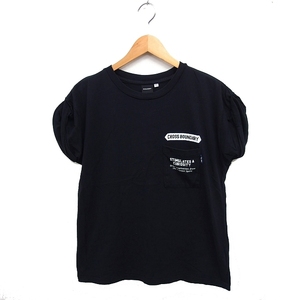 マウジー MOUSSY プリント 半袖 カットソー Tシャツ 丸首 コットン 綿 F ブラック 黒 /FT48 レディース