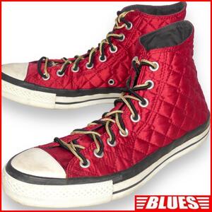 即決★CONVERSE★27.5cm ハイカットスニーカー コンバース メンズ 9 赤 キルティング 8ホールシューズ オールスター