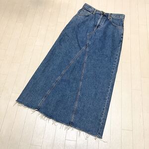 和595★ Lee リー デニムスカート ロングスカート フレアスカート カットオフ M ブルー レディース